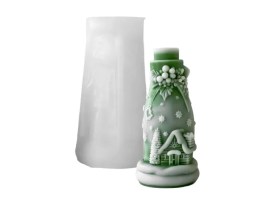 Molde silicona botella Navidad con casita grande